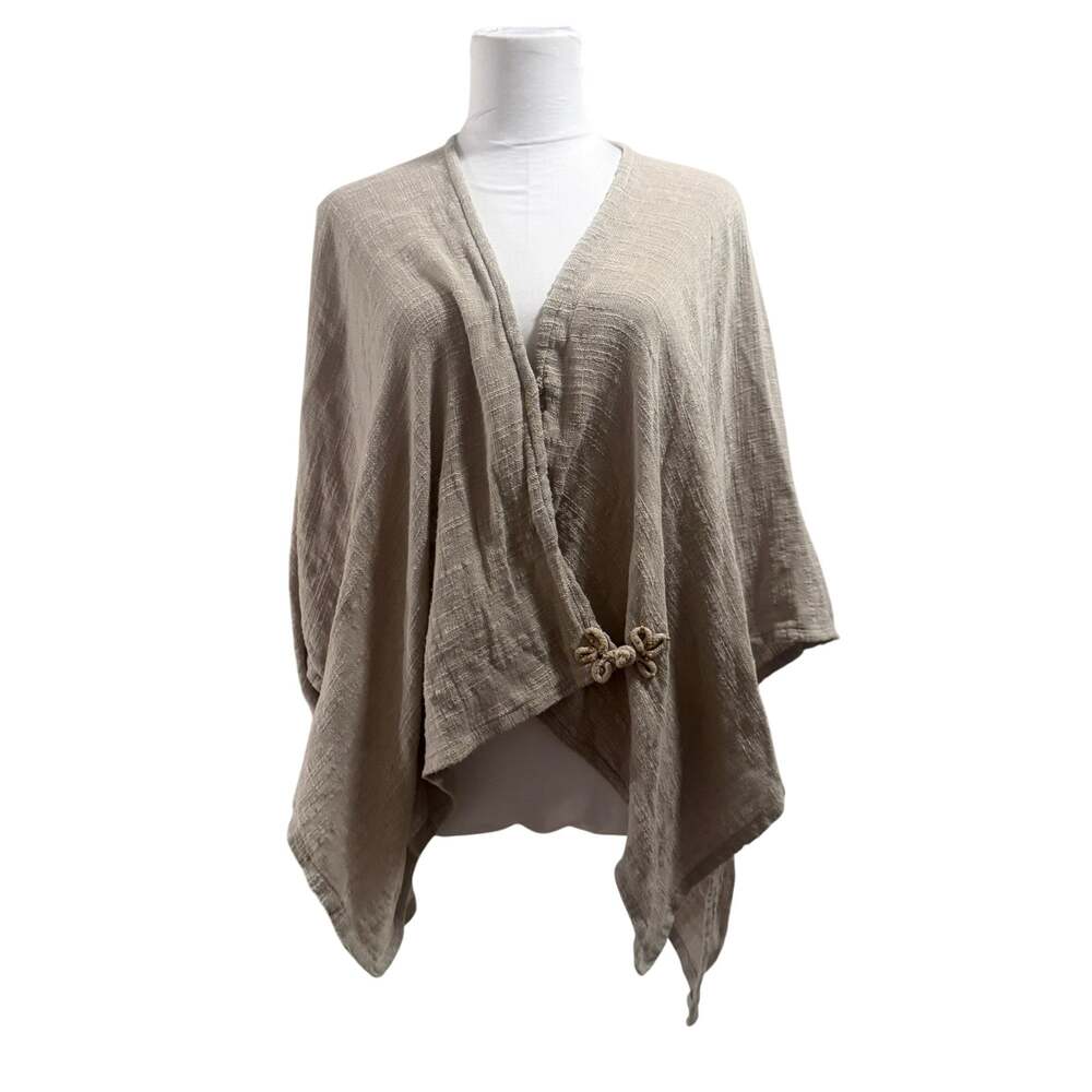 Soft Surroundings One Size Beige Boho Cape Kimono Cardigan Flowy Art to Wear